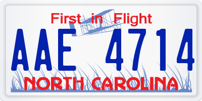 NC license plate AAE4714