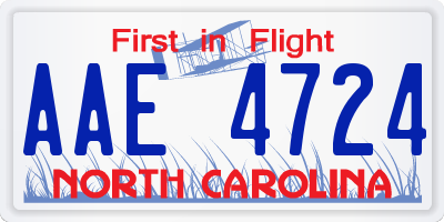 NC license plate AAE4724