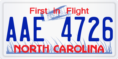 NC license plate AAE4726