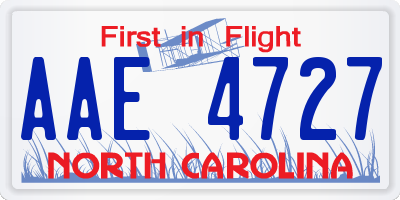 NC license plate AAE4727