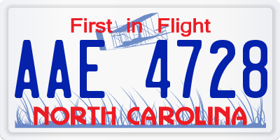 NC license plate AAE4728
