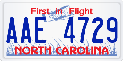 NC license plate AAE4729