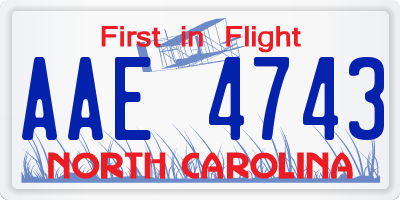 NC license plate AAE4743