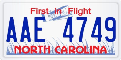 NC license plate AAE4749