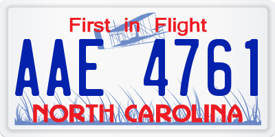 NC license plate AAE4761