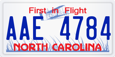NC license plate AAE4784