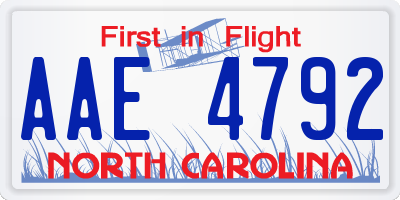 NC license plate AAE4792