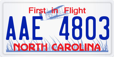 NC license plate AAE4803