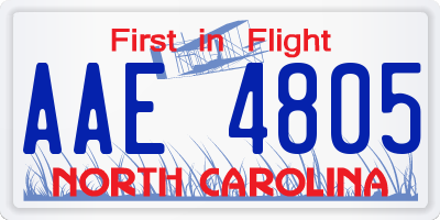 NC license plate AAE4805