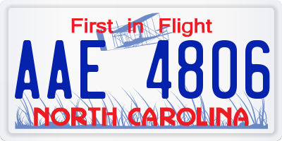 NC license plate AAE4806