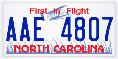 NC license plate AAE4807