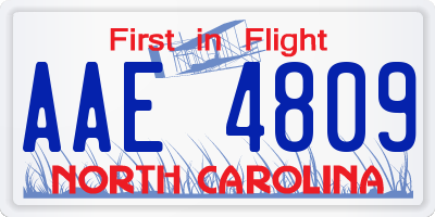 NC license plate AAE4809