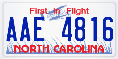 NC license plate AAE4816