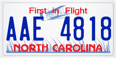 NC license plate AAE4818