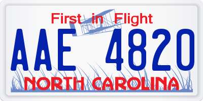 NC license plate AAE4820