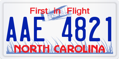 NC license plate AAE4821