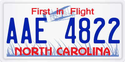 NC license plate AAE4822