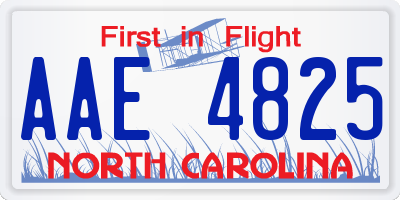 NC license plate AAE4825