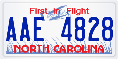 NC license plate AAE4828