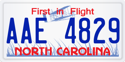 NC license plate AAE4829