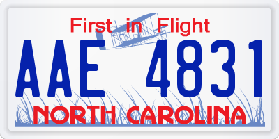 NC license plate AAE4831