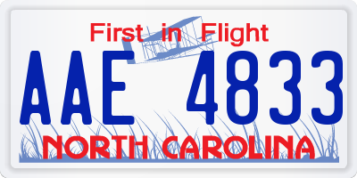 NC license plate AAE4833