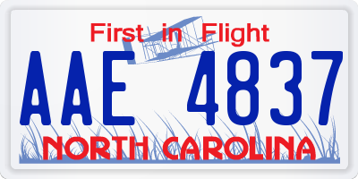 NC license plate AAE4837