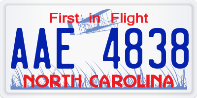 NC license plate AAE4838