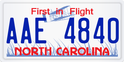 NC license plate AAE4840