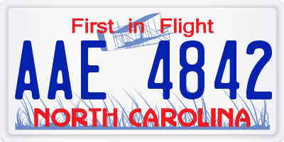 NC license plate AAE4842