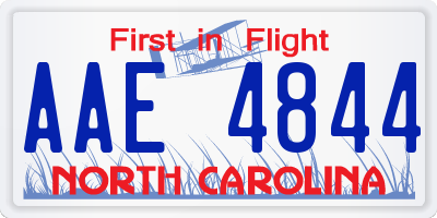 NC license plate AAE4844