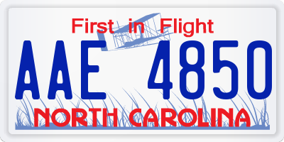 NC license plate AAE4850