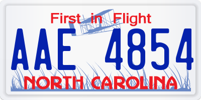 NC license plate AAE4854