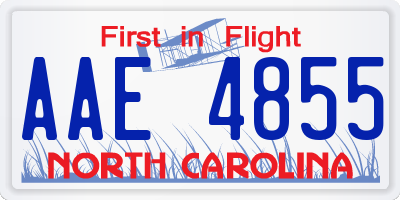 NC license plate AAE4855