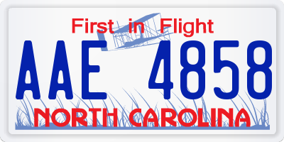 NC license plate AAE4858