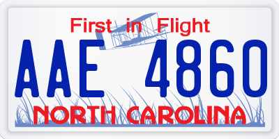 NC license plate AAE4860