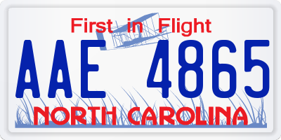 NC license plate AAE4865