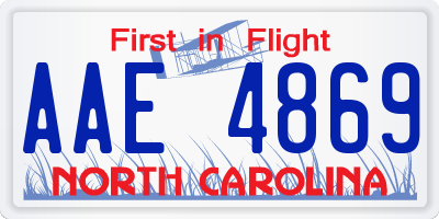 NC license plate AAE4869