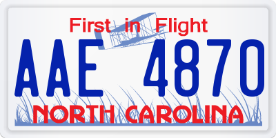 NC license plate AAE4870