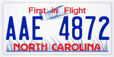 NC license plate AAE4872