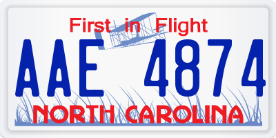 NC license plate AAE4874