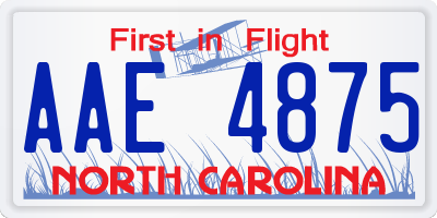 NC license plate AAE4875