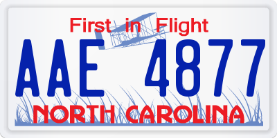 NC license plate AAE4877