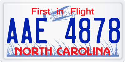 NC license plate AAE4878