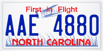 NC license plate AAE4880