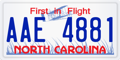 NC license plate AAE4881