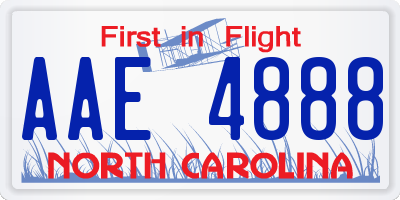 NC license plate AAE4888