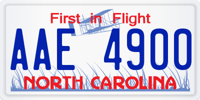 NC license plate AAE4900