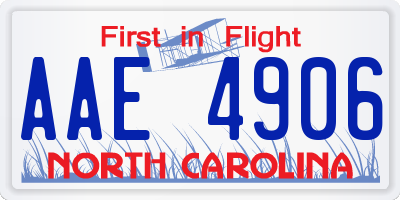 NC license plate AAE4906