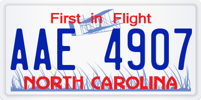 NC license plate AAE4907